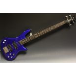 A Schecter Diamond Series Deluxe 4 electric bass guitar, serial no 0626459, electric blue body,