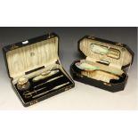 A 1930's enamelled manicure set, Kemps, Leicester,