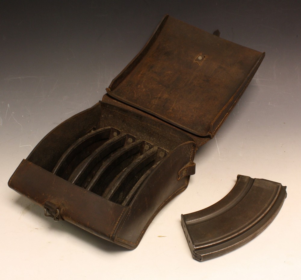 Militaria - a WWII magazine pouch with magazine; an ARP rattle; a pair of leather gaiters; - Image 2 of 7