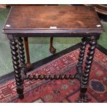 A '17th century' oak rectangular side table, moulded top, spirally turned legs and stretcher, 61.