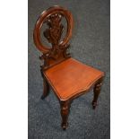 A Victorian mahogany hall chair,