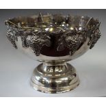 A large silver plated punch bowl/wine cooler, 40cm diameter,