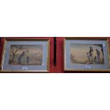 Suzanne de Brath A pair, African Tribal Families signed, watercolours,