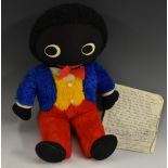 A Robinson's golly soft toy, printed features, vibrant coloured body, 44.