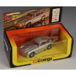 Corgi Toys - 271 James Bond Aston Martin DB5, silver, red interior, ejector seat with two figures,