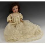 Heubach Koppelsdorf - a bisque head 300-3 doll, sleeping blue eyes, open mouth, brown curly hair,