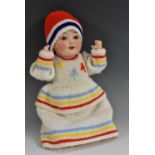 Heubach Koppelsdorf - a bisque porcelain socket doll, with sleeping grey blue eyes,