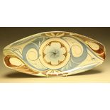 An earthenware tin glazed oblong dish, by Alan Kaiger Smith,