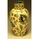 A Doulton Lambeth Faience Persian pattern inverted baluster vase, decorated by Minna L Crawley,