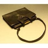 A leather handbag/writing case of small proportions, coin purse,