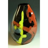 A large flattened ovoid glass vase,