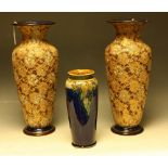 A large pair of Royal Doulton slender inverted baluster vases,