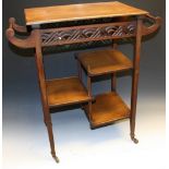 An Aesthetic Movement mahogany table, the under tier stamped E.N.G.