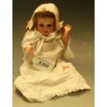 Armand Marseille - a 390 bisque head miniature baby doll, sleeping blue eyes,open mouth with teeth,