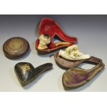 Meerschaum pipe, cased; others,