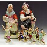 A pair of Staffordshire type figures, of the Cobbler and Wife, c.