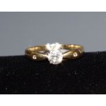 A lady's solitaire diamond ring 14K shank. 2.4g gross.