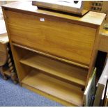 A retro teak students bureau; a walnut veneered stereo cabinet;