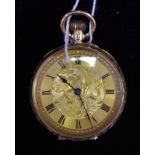 A lady's 9ct gold open faced fob watch