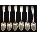 A set of six George IV Scottish silver teaspoons hallmarked 1827,