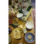 Oriental ceramics tea bowls; parrots; stands;