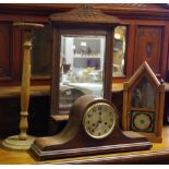 An Edwardian smokers stand; mirror; 1930's clock;