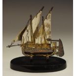 A Maltese silver miniature model of a ship