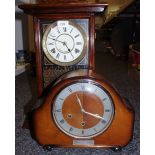 A Seth Thomas wall clock; an early 20th century mantel clock c.