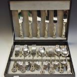 A silver plated Kings pattern canteen , for six,