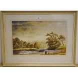 English School (20th century) Meadanering River signed, dated 75, watercolour,