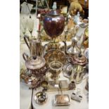 Silver Plate - Victorian coffee pots; candlesticks; cigarette boxes; card trays;