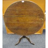 *** Withdrawn *** An 18th century oak occasional table, tilting on turned column, tripod base,