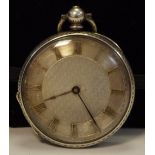 A 19th century fine silver fob watch, engine turned dial, c.