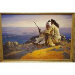 Arthur Pass Lakota Chief, Telling of The Legend signed, oil on board, 74cm x 49cm,