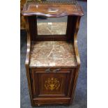 A Sheraton revival coal scuttle, rouge marble top,