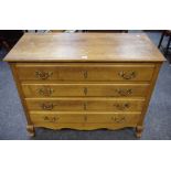 *** Withdrawn *** A 20th century oak chest, in Louis XVI style, of four four long drawers,