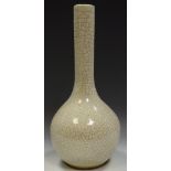 A Chinese monochrome crackle glazed bottle vase,