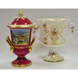 A Spode Haddon Hall twin handled vase and cover,