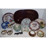 Oriental Wares - A Chinese lacquered gallery tray; a 19th century Japanese cabinet plate;