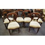 A set of six Victorian mahogany balloon back dining chairs, including two carvers, horizontal splat,