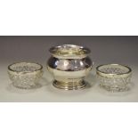 A Mappin & Webb silver cauldron shaped sugar bowl;