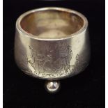 A Russian silver salt, engraved in the Aesthetic Movement taste, ball feet,