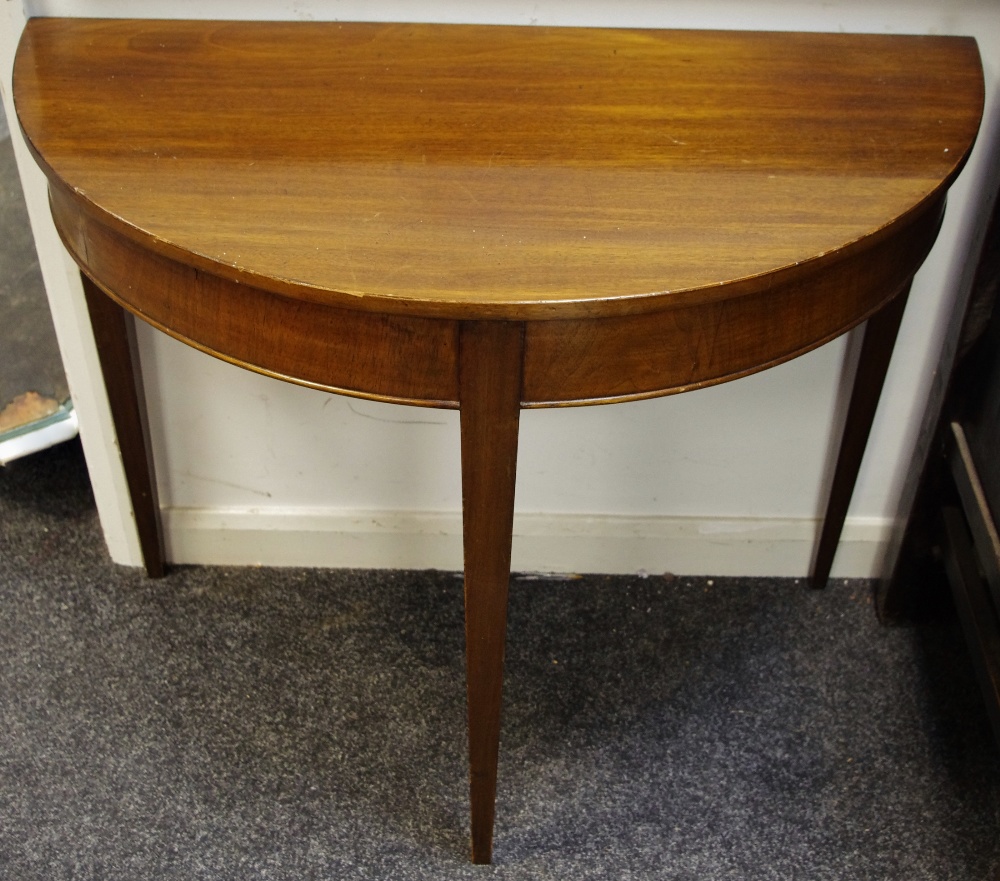 A George III style mahogany demi-lune side table,