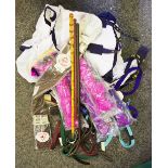 Fly Rug, 5ft, three haylage nets, brushes, showing canes, spurs,