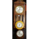 An oak wall clock, c.1940; an oak mantel clock, c.