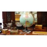 Boxes and objects - mid 20th century scientific samples; tins; plated ware; grape shears,