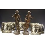 After Bruchon, French, spelter figures of a boy and a girl, c.