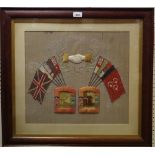 Militaria - a WWI tapestry entitled 'Souvenir of Eygpt' above shaking hands,