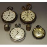 A silver open faced pocket watch,