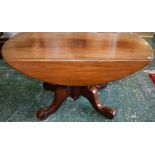 A Victorian mahogany breakfast table, the top with fall leaves,